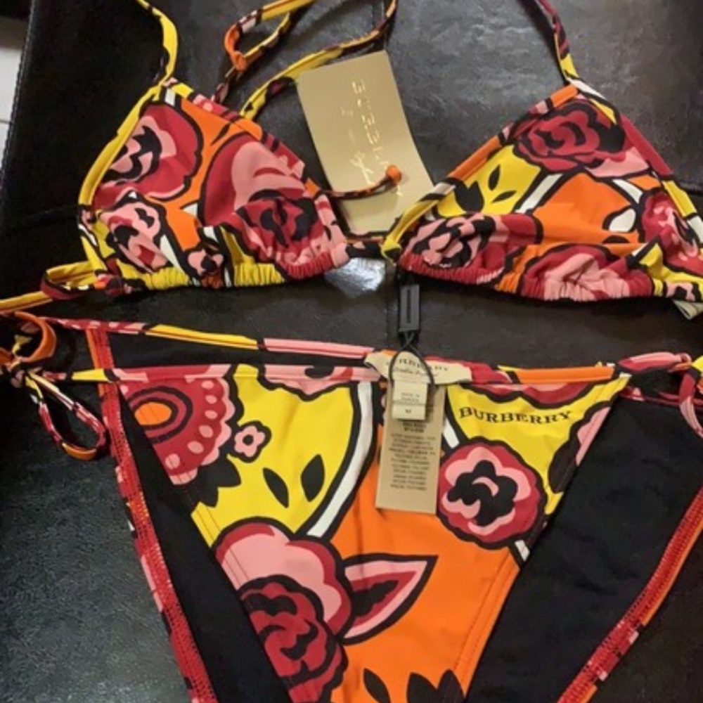 Vibrant orange Burberry bikini